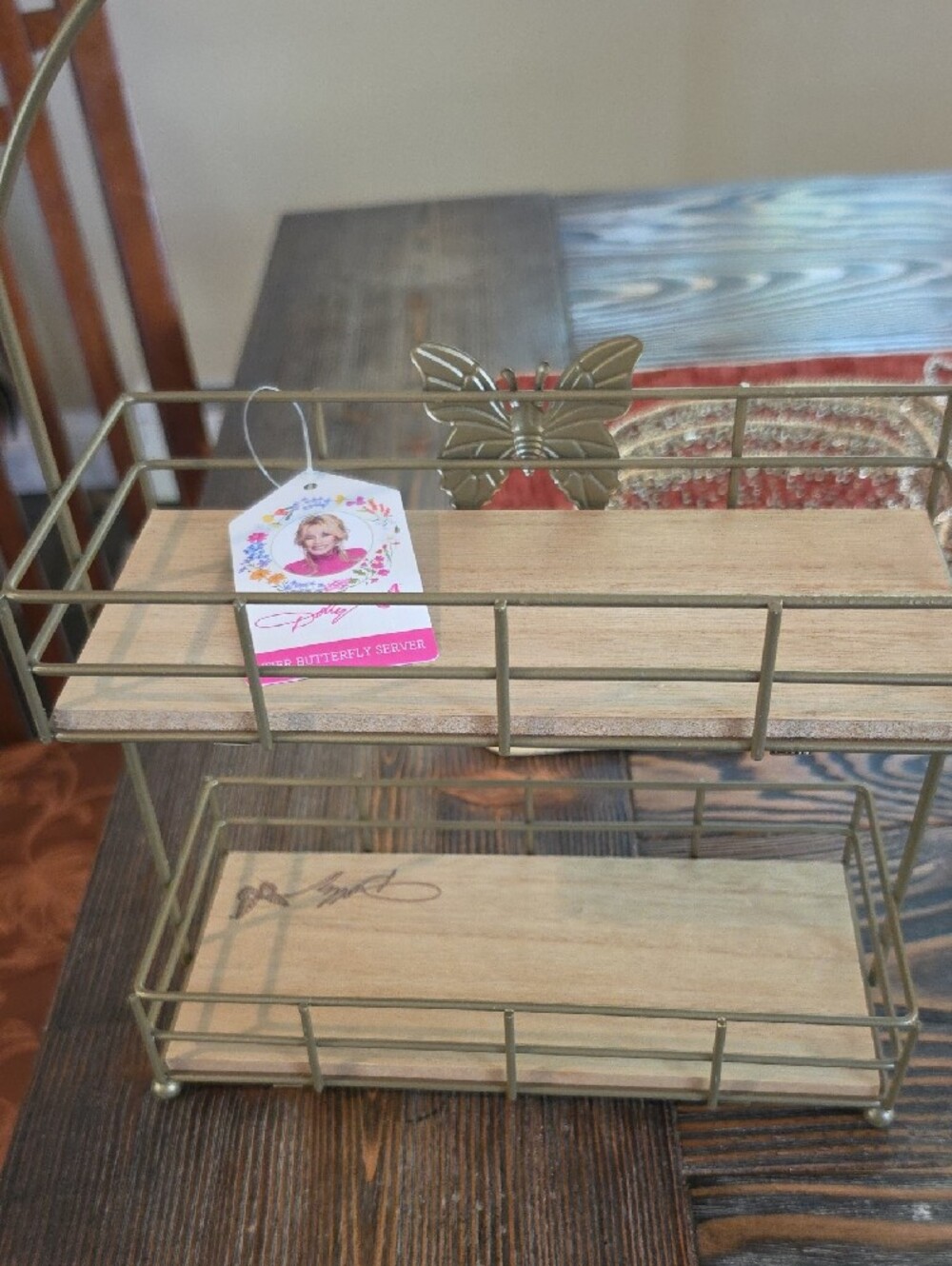 One Day Sale NEW Dolly Parton TwoTier Butterfly Vanity Tray Antique Gold Finish - Picture 5 of 5
